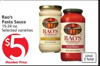 Vons Rao's Pasta Sauce offer