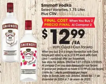 Ralphs Smirnoff Vodka offer