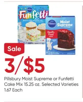 Stater Bros Pillsbury Moist Supreme or Funfetti Cake Mix offer