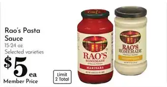 Pavilions Rao's Pasta Sauce offer