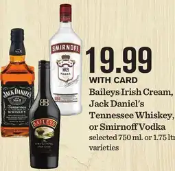 Mariano's Baileys Irish Cream, Jack Daniel's Tennessee Whiskey, or Smirnoff Vodka offer