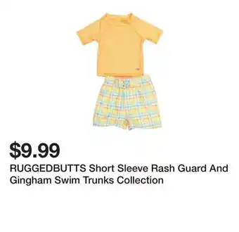 Marshalls RUGGEDBUTTS Short Sleeve Rash Guard And Gingham Swim Trunks Collection offer