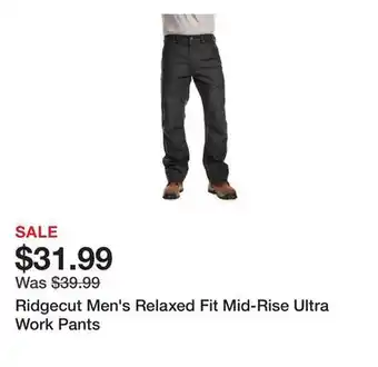 Tractor Supply Company Ridgecut Men's Relaxed Fit Mid-Rise Ultra Work Pants offer