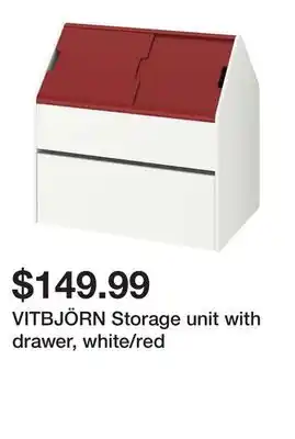 Ikea VITBJÖRN Storage unit with drawer, white/red offer