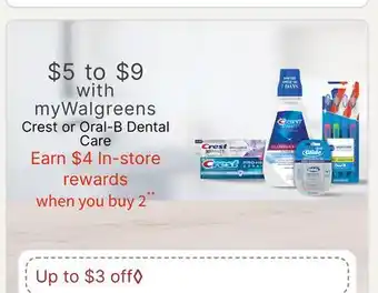 Walgreens Crest or Oral-B Dental Care offer