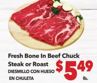 Vallarta Supermarkets Fresh Bone In Beef Chuck Steak or Roast offer