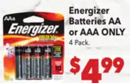 Vallarta Supermarkets Energizer Batteries AA or AAA ONLY offer