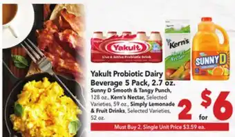 Vallarta Supermarkets Yakult Probiotic Dairy Beverage 5 Pack, 2.7 oz offer