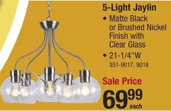 Menards Patriot Lighting Jaylin Matte Black 5-Light Chandelier offer