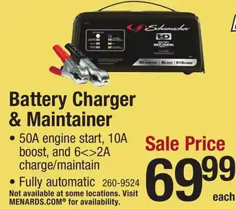 Menards Schumacher 50-Amp Battery Charger and Maintainer offer