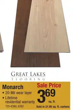 Menards Great Lakes Monarch Fenland 9 x 60 x 6 mm Floating Luxury Vinyl Plank Flooring (21.95 sq. ft./ctn) offer