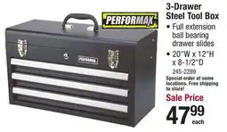 Menards Performax 20 Black 3-Drawer Tool Box offer