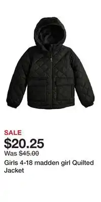 Kohl's Girls 4-18 madden girl Quilted Jacket offer