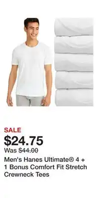 Kohl's Men's Hanes Ultimate 4 + 1 Bonus Comfort Fit Stretch Crewneck Tees offer