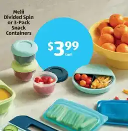 Aldi Melii Divided Spin or 3-Pack Snack Containers offer