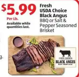 Aldi Fresh USDA Choice Black Angus BBQ or Salt & Pepper Seasoned Brisket offer