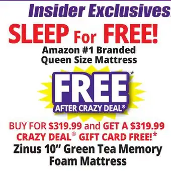 Ocean State Job Lot Zinus 10 Green Tea Memory Foam Mattress Queen offer