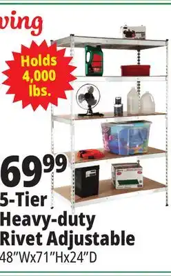 Ocean State Job Lot Method Storage Systems 5-Tier Heavy-Duty Rivet Shelving Unit 48 x 71 offer