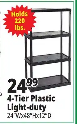 Ocean State Job Lot Maxit 4-Tier Plastic Shelving Unit 48 offer