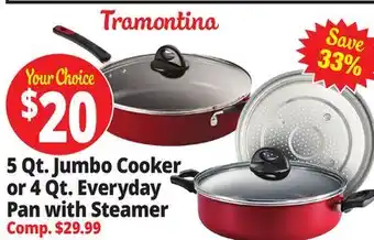 Ocean State Job Lot 5 Qt. Jumbo Cooker or 4 Qt. Everyday Pan with Steamer offer