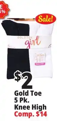 Ocean State Job Lot Gold Toe Girls Knee High Socks 5 Pack offer