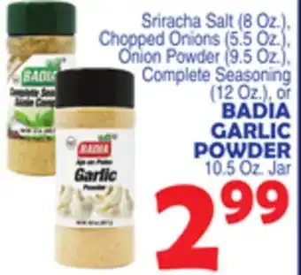 Bravo Supermarkets BADIA GARLIC POWDER 10.5 Oz. Jar offer