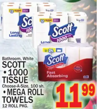 C Town SCOTT •1000 TISSUE Choose-A-Size, 100 sh offer