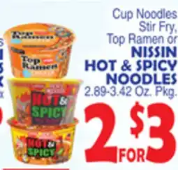 Bravo Supermarkets NISSIN HOT & SPICY NOODLES offer