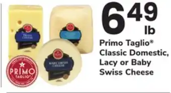 ACME Primo Taglio Classic Domestic, Lacy or Baby Swiss Cheese offer