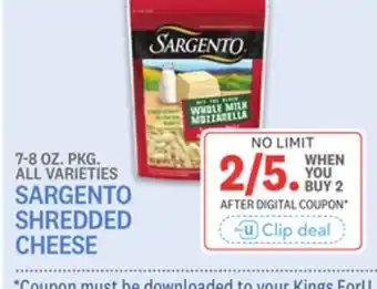 Kings Food Markets SARGENTO SHREDDED CHEESE offer