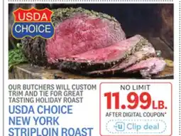 Kings Food Markets USDA CHOICE NEW YORK STRIPLOIN ROAST offer