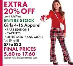 Boscov's ENTIRE STOCK Girls 4-16 Apparel offer