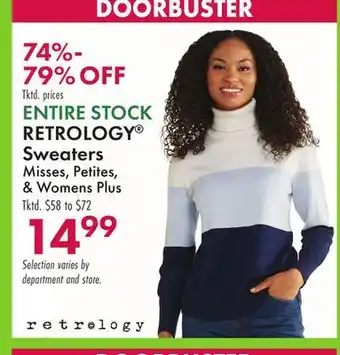 Boscov's ENTIRE STOCK RETROLOGY Sweaters offer