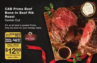 Fairway Store Market CAB Prime Beef Bone-In Beef Rib Roast Center Cut offer