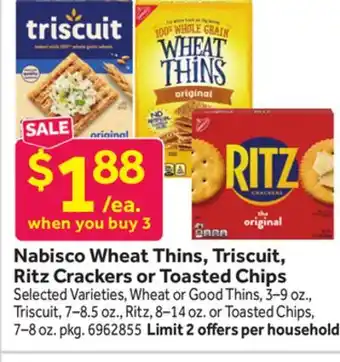 Stop&Shop Nabisco Wheat Thins, Triscuit, Ritz Crackers or Toasted Chips offer