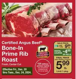 The Fresh Grocer Bone-In Prime Rib Roast offer