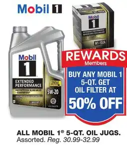 Blain's Farm & Fleet ALL MOBIL 1 5-QT. OIL JUGS offer