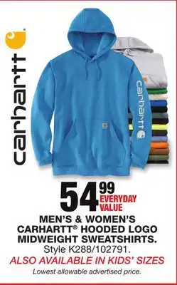 Blain's Farm & Fleet Men's & Women's Carhartt Hooded logo Midweight Sweatshirts offer