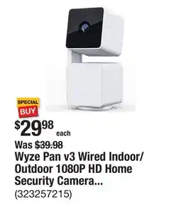 The Home Depot Wyze Pan v3 Wired Indoor/Outdoor 1080P HD Home Security Camera with Privacy Mode offer