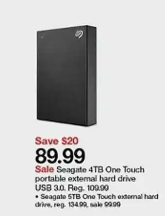 Target Seagate 4tb One Touch Portable External Hard Drive Usb 3.0 offer
