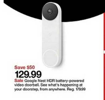 Target Google Nest Hdr Battery-powered Video Doorbell offer
