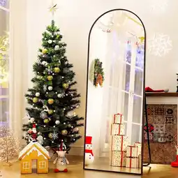 Walmart BEAUTYPEAK Arched Full Length Floor Mirror 64x21.1 Full Body Standing Mirror,Black offer