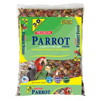 Walmart 3-D Pet Products Premium Parrot Bird Food Seeds, with Probiotics, 8 lb. Bag, Dry offer
