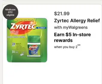 Walgreens Zyrtec Allergy Relief offer