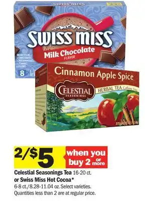 Meijer Celestial Seasonings Tea 16-20 ct. or Swiss Miss Hot Cocoa* 6-8 ct./8.28-11.04 oz offer