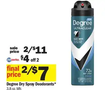 Meijer Degree Dry Spray Deodorants offer