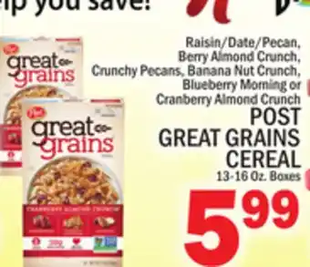 C Town POST GREAT GRAINS CEREAL offer