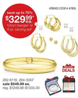 JC Penney 10mm bangle or 6 pr. earring set ◊ offer