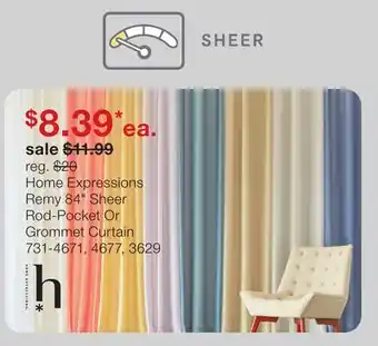 JC Penney Home Expressions Remy 84 Sheer Rod-Pocket Or Grommet Curtain offer