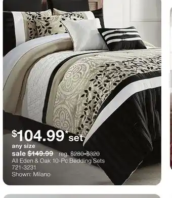 JC Penney All Eden & Oak 10-Pc Bedding Sets offer